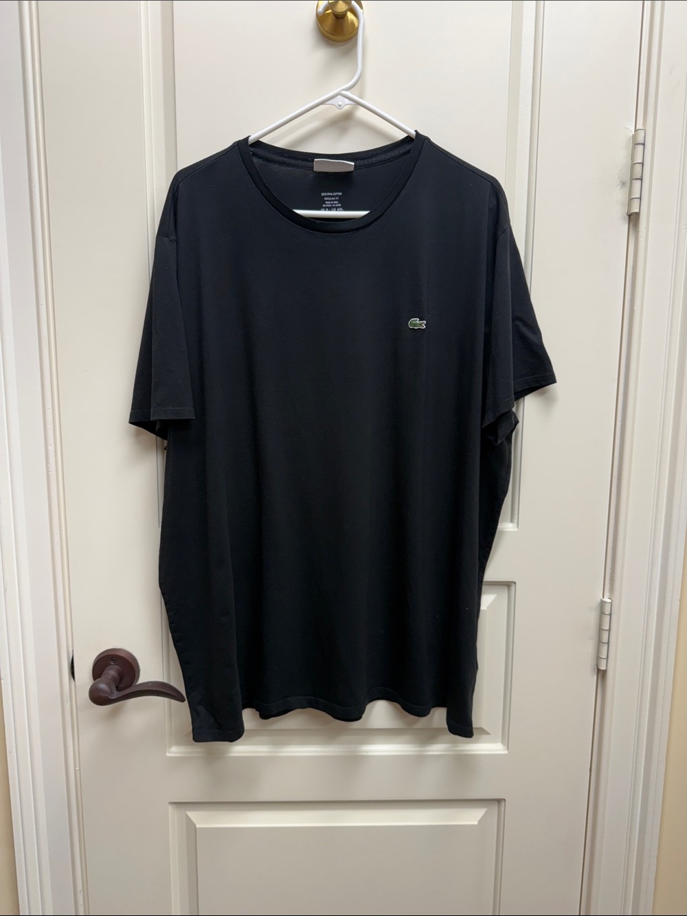 Lacoste Black Crew Neck Short Sleeve Tee with Green Crocodile Logo